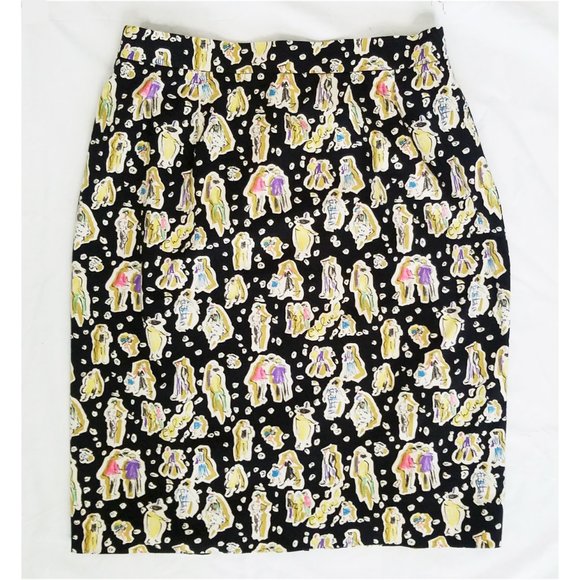 Chloe Womens Skirt Logo Sketch Sketches of People Novelty Print - Picture 8 of 12